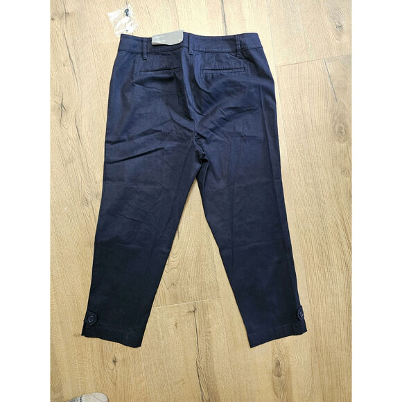 NWT Talbots Perfect Crop Slim Leg Midrise Pants Navy Preppy Nautical 6P - Picture 2 of 5